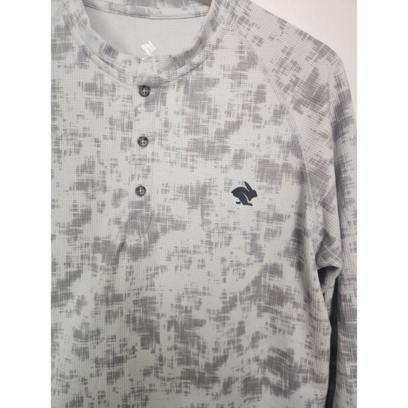 Rabbit Men's Sz. L Long Sleeve Henley Shirt In Grey - Picture 3 of 6
